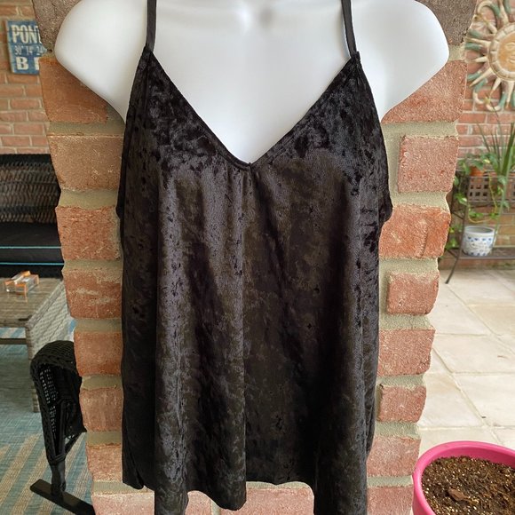 TEN SIXTY SHERMAN Black Velvet Cami Tank Top V Neck Medium - Picture 1 of 3
